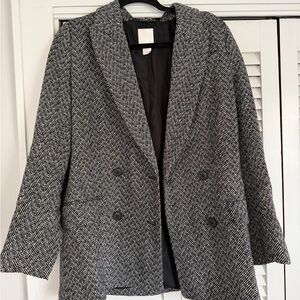 H&M Black and White Herringbone Blazer